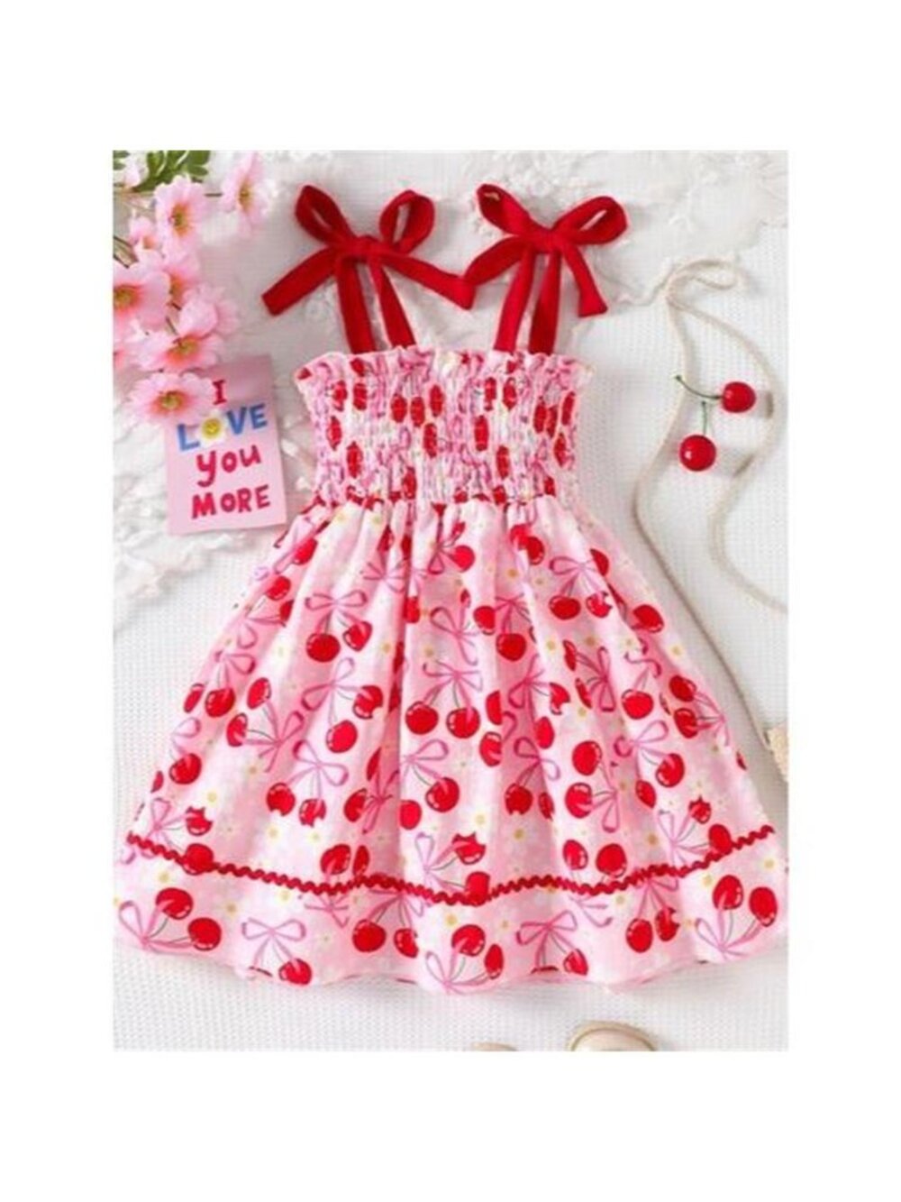 Children's Cherry Print Smocked Dress